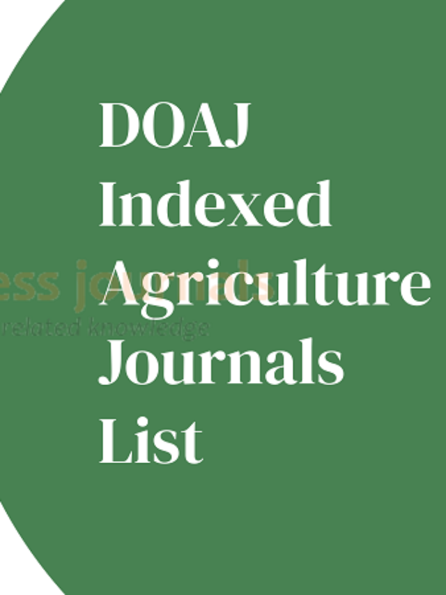 DOAJ Indexed Agriculture Journals List