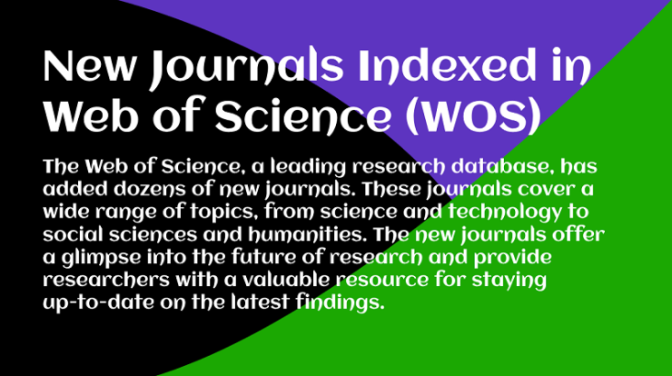 New Journals Indexed in Web of Science in 2023 1 Journals Indexed in Web of Science